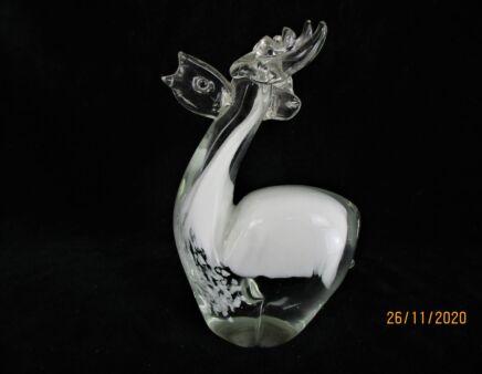 Murano Art Glass Deer White Clear Italy Italian Rare Collector