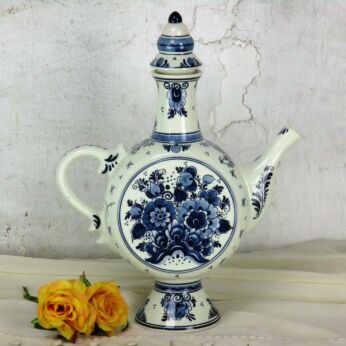Vintage Delft Bottle with Stopper Marked Blue White Goedewaagen 12.59"
