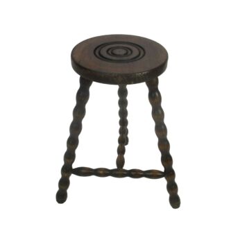 Small Wooden Bobbin Legs Edwardian Tripod Side Display Wine Table Pedestal Plant Bonsai Stand 18.11"