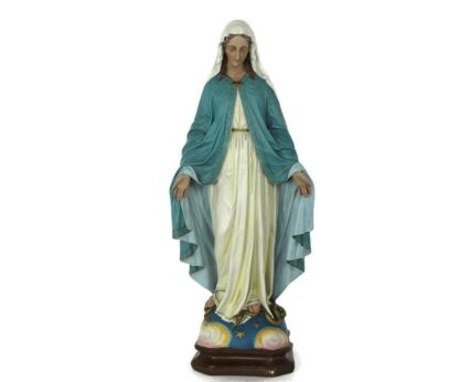 XL Chapel Virgin Mary Madonna Plaster Statue Polychrome Open Hands Treading on Snake 25.19"