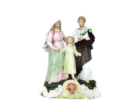 Beautiful Holy Family Bisque Porcelain Statue Infant Child Virgin Mary Saint Joseph 11.22"