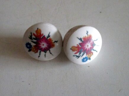 Antique Vintage Ceramic Hand Painted Floral Drawer Pulls Cabinet Knobs Handles