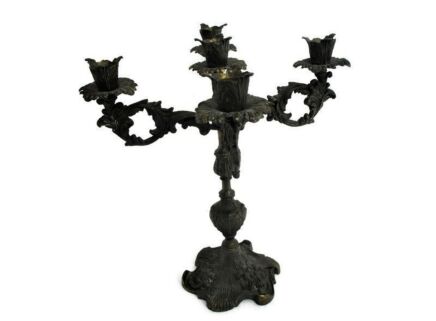 Vintage Ornate Candle Holder Stick Candelabra 5 arm Brass