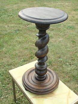 Antique Carved Dark wood Barley Twist Pedestal Display Table Plant Stand 21.06"