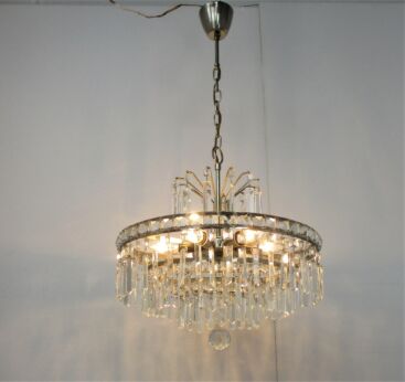 Vintage Wedding cake Chandelier 3 tier Crystal Prisms Palwa Style 6 Lights