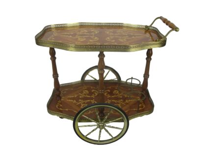 Italian Bar Cocktail Tea Cart Trolley Italian Hollywood Regency Marquetry HTF Italy