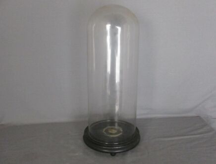 Vintage Round Hand Blown Glass Dome Globe Steampunk Display 19.09" D 7.28"