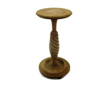 Small Ornate Twisted carved wood Pedestal Table Plant Bonsai Flower Stand Side Table 18.50"