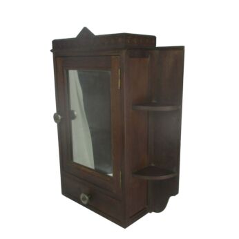 Vintage Mid Century Kitchen Apothecary Medicine Wall Bathroom Cabinet Glass Mirror Inlay Display