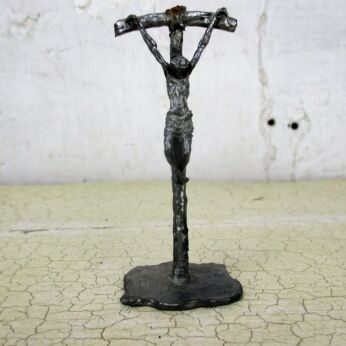 Peltro Small Statue Standing Crucifix Lord Jesus Italy Pewter Lovely