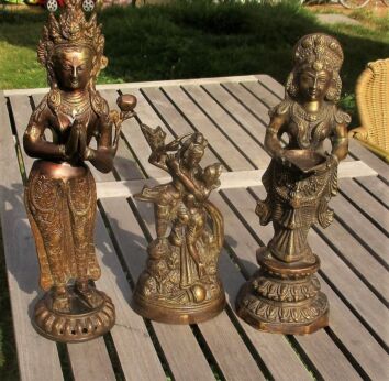 Old Tibet Bronze Buddhist Lotus Green Tara Buddha Kwan-yin Seat Statue Buddha