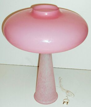 Vintage Mid Century labeled Oval Pink Opal UFO Murano Mushroom Lamp Laurel