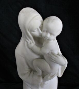 Statue Virgin Mary Our Lady Madonna Infant Jesus Tenderness Plaster Sweet 11.81"