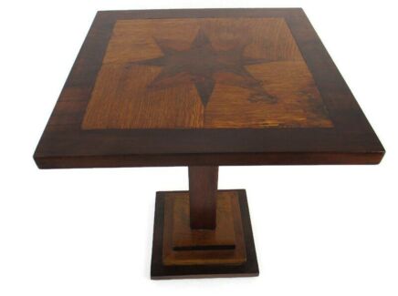 Italian Hand Carved Wood Coffee Wine Side Table Inlay Marquetry Pedestal Vintage