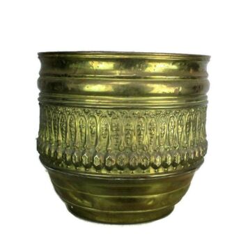 Vintage Large Brass Planter Jardiniere flower pot Ornate Embossed Lovely