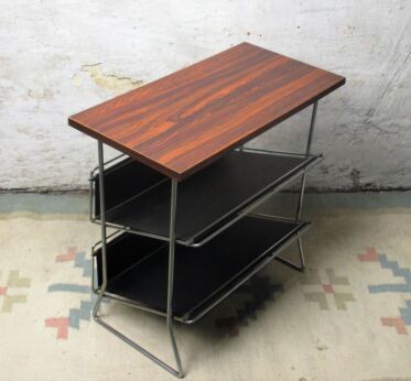 Vintage Magazine Newspaper Basket Rack Box Side table Mid Century Modern Funky