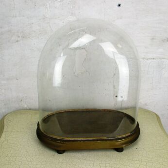 Victorian Antique Oval Hand Blown Glass Dome Globe Mantle Clock Steampunk 10.23"