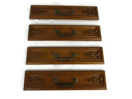 4 Antique Hand Carved Kitchen Drawer Panels Architectural Reclaimed Salvaged
