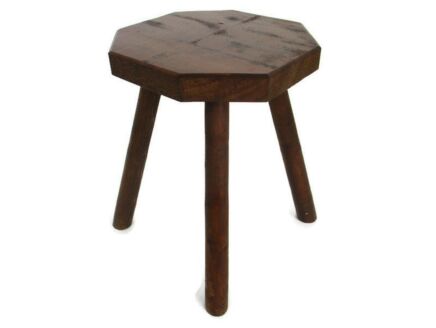 Antique Hand Carved wood Milking Stool Pedestal Table Pedestal Country Style