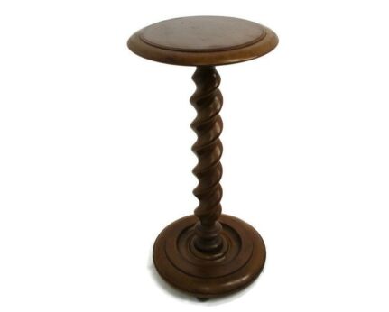 Hand Carved Wooden Barley Twist Pedestal Display Side Table Plant Stand Barn Country style 23.22"