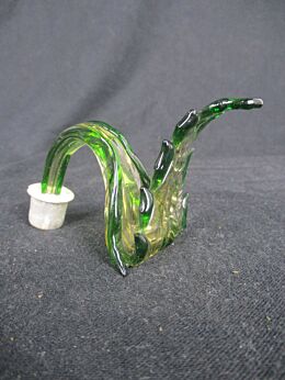 small Venetian Murano Chandelier Part Green Hand Blown Glass Feather Reclaimed