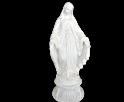 Antique Bisque Porcelain Statue Virgin Our Lady Mary Open Arms Gorgeous Marked 7.87"