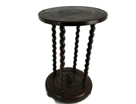Barley Twist Wooden Side Display Coffee Table Pedestal Plant Stand Hand Carved Gorgeous Barn Country Farmhouse style Extremely rare