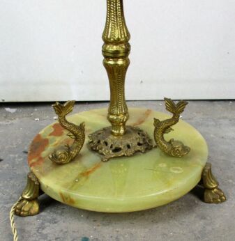 Vintage Large Standing Floor Lamp Hollywood Regency Fish Marble Ornate Brass