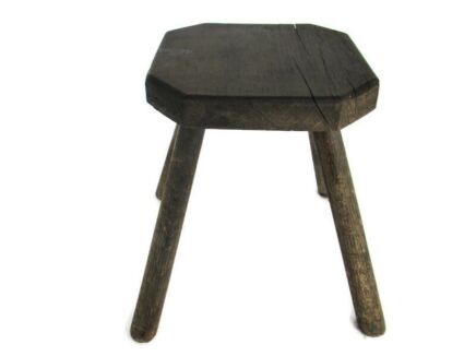 Vintage Hand Carved wood Tripod Milking Stool Pedestal Table Plant Flower Bonsai Stand Side Table Barn Country Style Funky