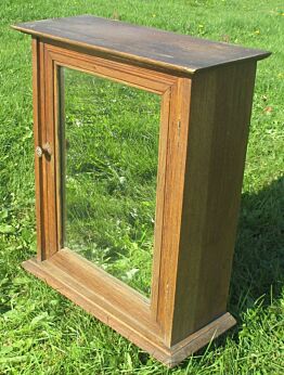 Antique French Oak Wooden Glass Beveled Mirror Apothecary Medicine Cabinet