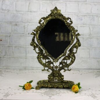 Exceptional Mythical Figurines Brass Adjustable Mirror Zeus Medussa Mermaids WOW