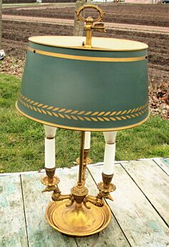 Vintage French Bouillotte Desk Table Lamp 3 Candle Lights Eagle Phoenix