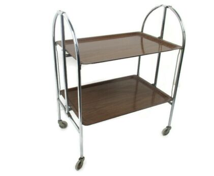 Mid Century Side Table Bar Cart Tea Cocktail Serving Trolley Danish Modern Style Foldable Iconic Germany Dinett Bremshey