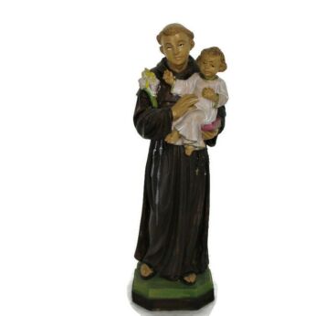 St Saint Anthony Padua Statue Figurine Finder Lost Articles Infant Child Jesus Christ Resin Italy 8.66"
