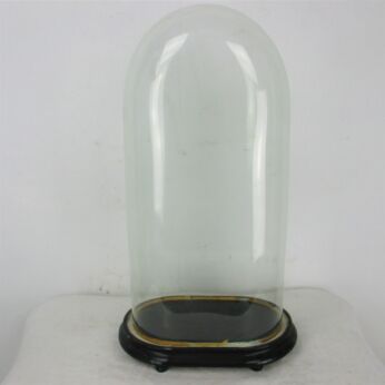 L Antique Victorian Oval Hand Blown Glass Globe Dome Clock Steampunk 19" x 9.8"