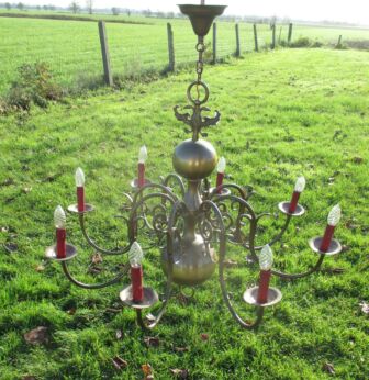 Stunning Huge Vintage Brass Flemish Dutch Chandelier Ducks Flanders