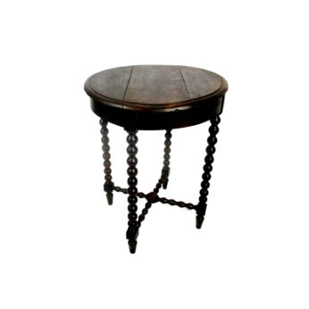 hand Carved Wood Side Occasional Wine Table Pedestal Plant Flower Stand Bobbin Legs Edwardian Style 20.27"