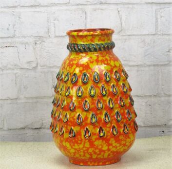 Dumler Breiden Studio Vase Art Pottery Retro Pop art Mid Century Modern Orange