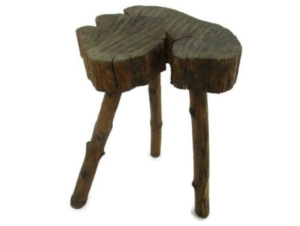 French Hand Carved wood Milking Stool Pedestal Table Plant Flower Very Rare