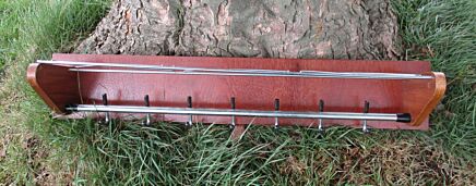 vintage mid Century Industrial Wood coat Hat rack 7 hooks Lovely
