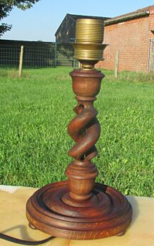 Antique Open Barley Twist Table Desk Lamp Carved Wood