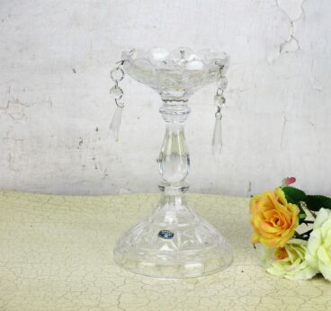 Crystal Candle Holder Candle Stick Prisms Bohemia Czech Republic
