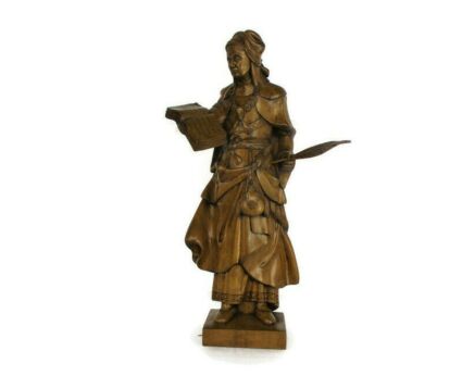 Large Hand Carved Wood Statue Lady Folk Art Figure Signed De Hondt Willy piece of art Figure Gorgeous