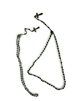2 Rosaries Vintage Rosary Beads Priest Nun Wood and Hard Plastic Brown Lourdes