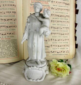 Antique Porcelain Bisque Saint Anthony Padua Statue Finder Lost Articles 10.23"