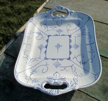 Antique Boch Copenhague Kopenhagen Blue White Serving Dish Platter Tray Marked