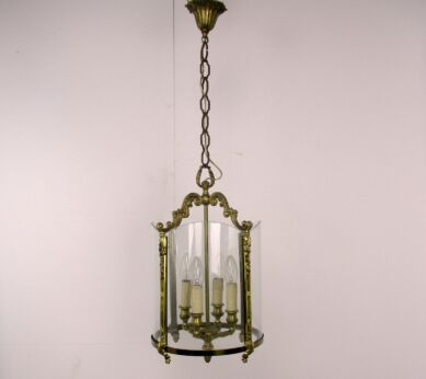 Retro Lantern Ornate Etched Glass Chandelier Pendant 4 Lights Hollywood regency