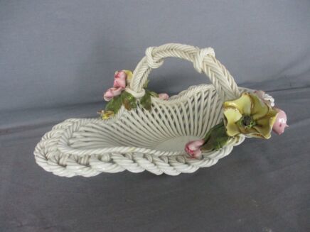 Porcelain Italian Basket Centerpiece Flowers VIntage Marked Bahama Lovely