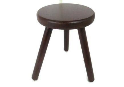 Small Vintage Hand Carved wood Tripod Milking Stool Pedestal Table Pedestal Barn Style