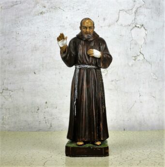 Statue Padre Pio Pietrelcina Italian Resin Malsiner Catholic Collector 8.66"